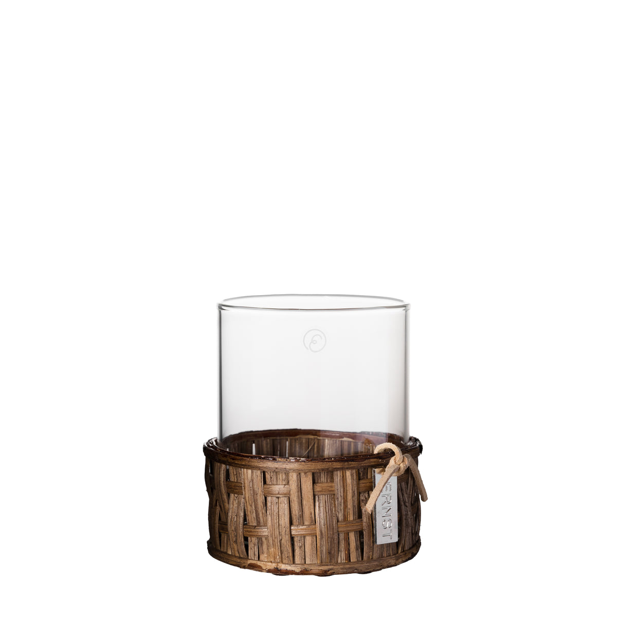 Lykta/Vas i mörk korg d7 h8,5 cm